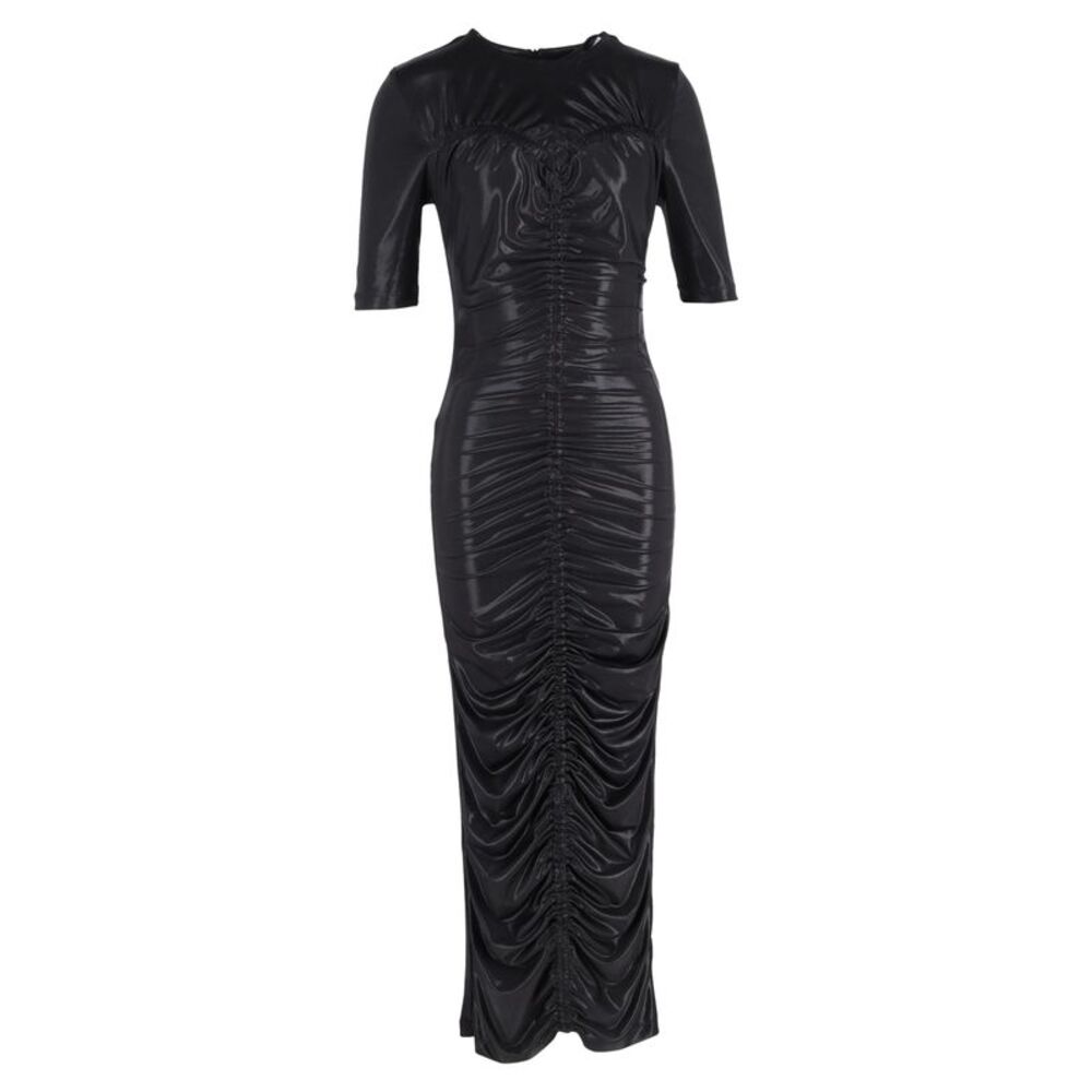 Rotate Birger Christensen Abigail Ruched Dress in Black Polyester